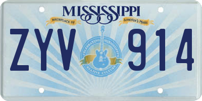 MS license plate ZYV914