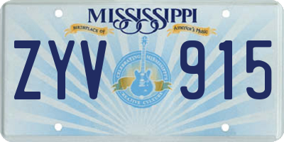 MS license plate ZYV915