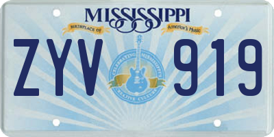 MS license plate ZYV919