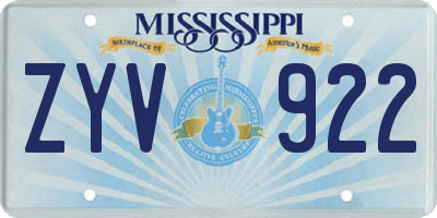 MS license plate ZYV922