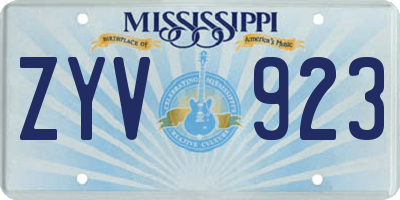 MS license plate ZYV923