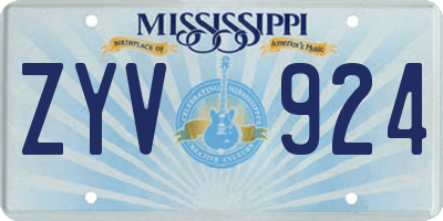 MS license plate ZYV924