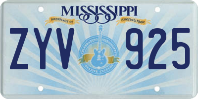 MS license plate ZYV925