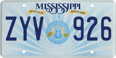 MS license plate ZYV926
