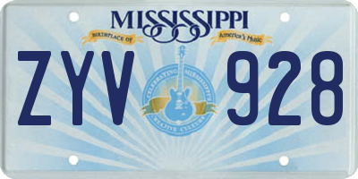 MS license plate ZYV928