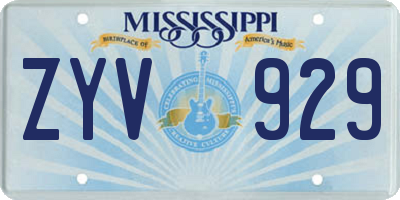 MS license plate ZYV929