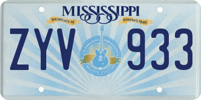 MS license plate ZYV933