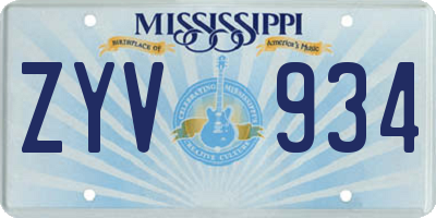 MS license plate ZYV934