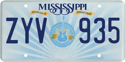 MS license plate ZYV935