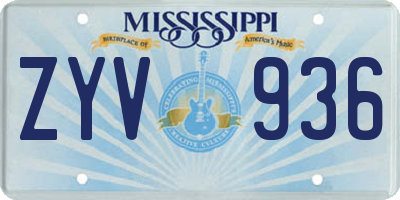 MS license plate ZYV936