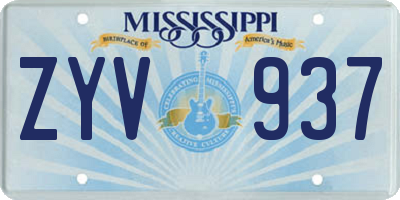 MS license plate ZYV937