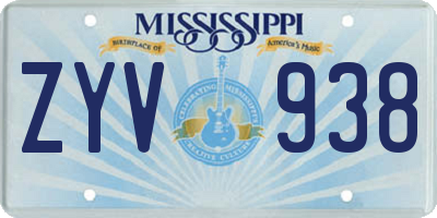 MS license plate ZYV938