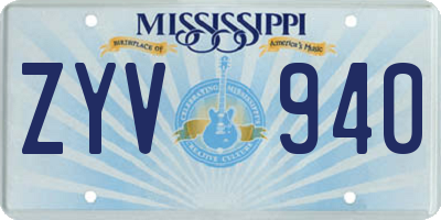 MS license plate ZYV940