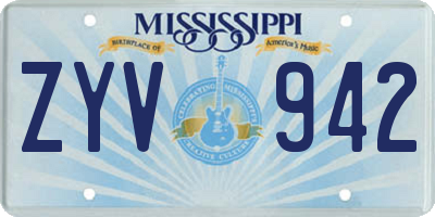MS license plate ZYV942
