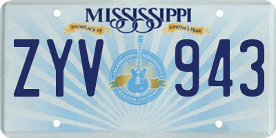 MS license plate ZYV943