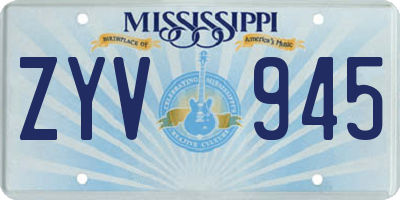 MS license plate ZYV945
