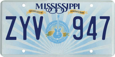 MS license plate ZYV947