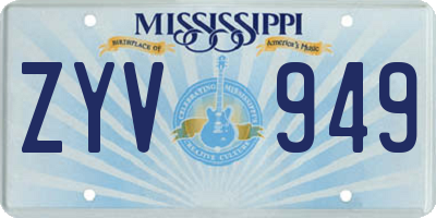 MS license plate ZYV949