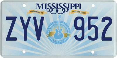 MS license plate ZYV952