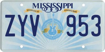 MS license plate ZYV953