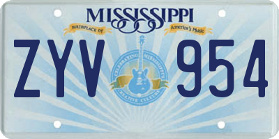 MS license plate ZYV954