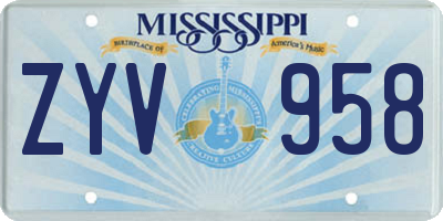 MS license plate ZYV958