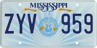 MS license plate ZYV959