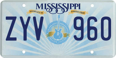 MS license plate ZYV960