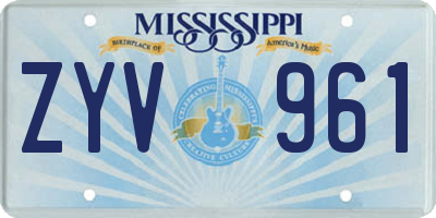 MS license plate ZYV961