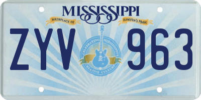 MS license plate ZYV963