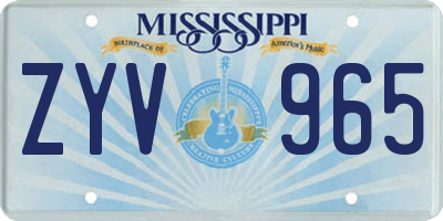 MS license plate ZYV965