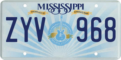 MS license plate ZYV968