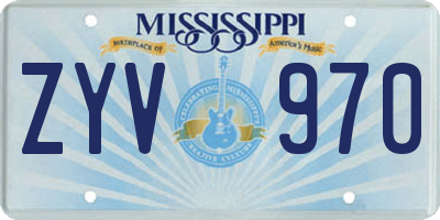 MS license plate ZYV970