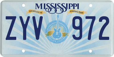 MS license plate ZYV972
