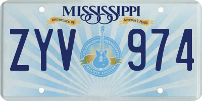 MS license plate ZYV974