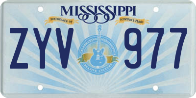 MS license plate ZYV977