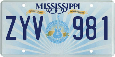 MS license plate ZYV981