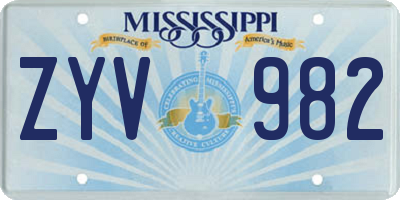 MS license plate ZYV982