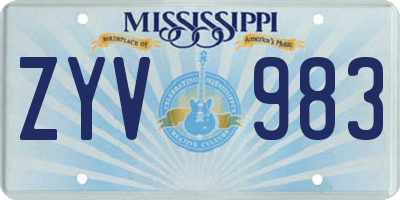 MS license plate ZYV983