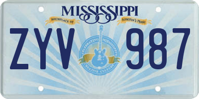 MS license plate ZYV987
