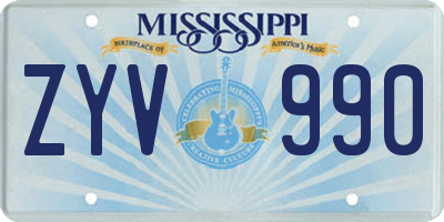 MS license plate ZYV990