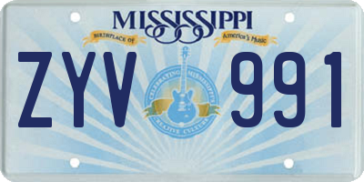 MS license plate ZYV991