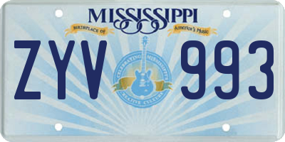 MS license plate ZYV993