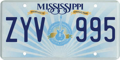 MS license plate ZYV995