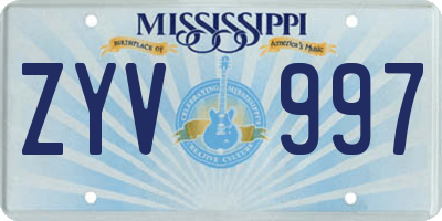 MS license plate ZYV997