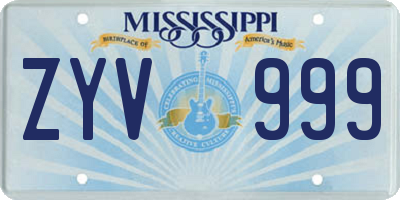 MS license plate ZYV999