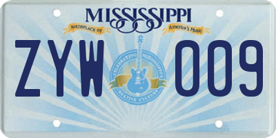 MS license plate ZYW009