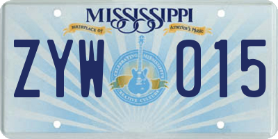 MS license plate ZYW015