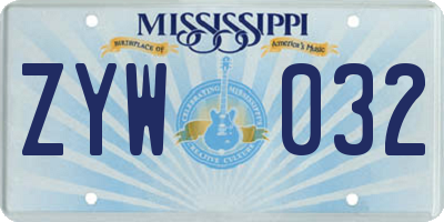 MS license plate ZYW032
