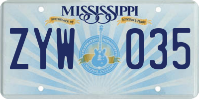 MS license plate ZYW035